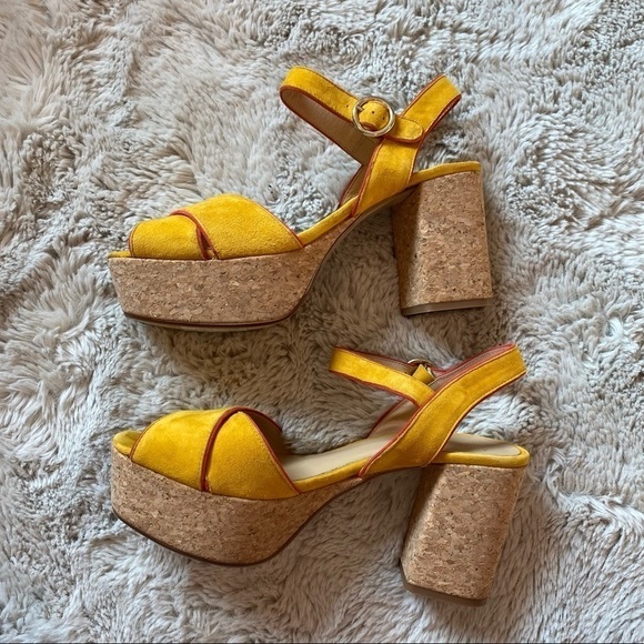 anthropologie piped platform heels cork leather 11 - Picture 6 of 11